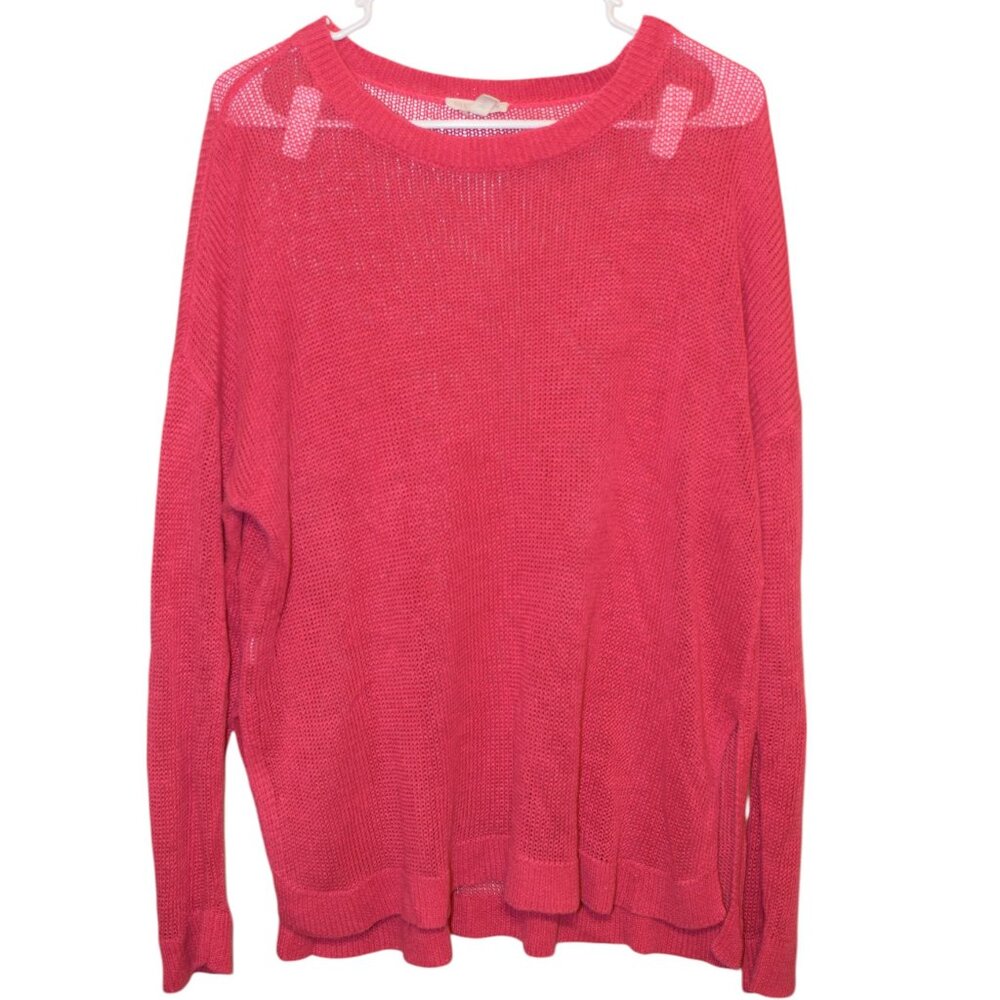 Eileen Fisher Pink Airy Organic Linen Cozy Lightweight Sweater Pullover Casual L